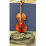 Vintage Boosey & Hawkes "Excelsior" 3/4 size cello with carry case.