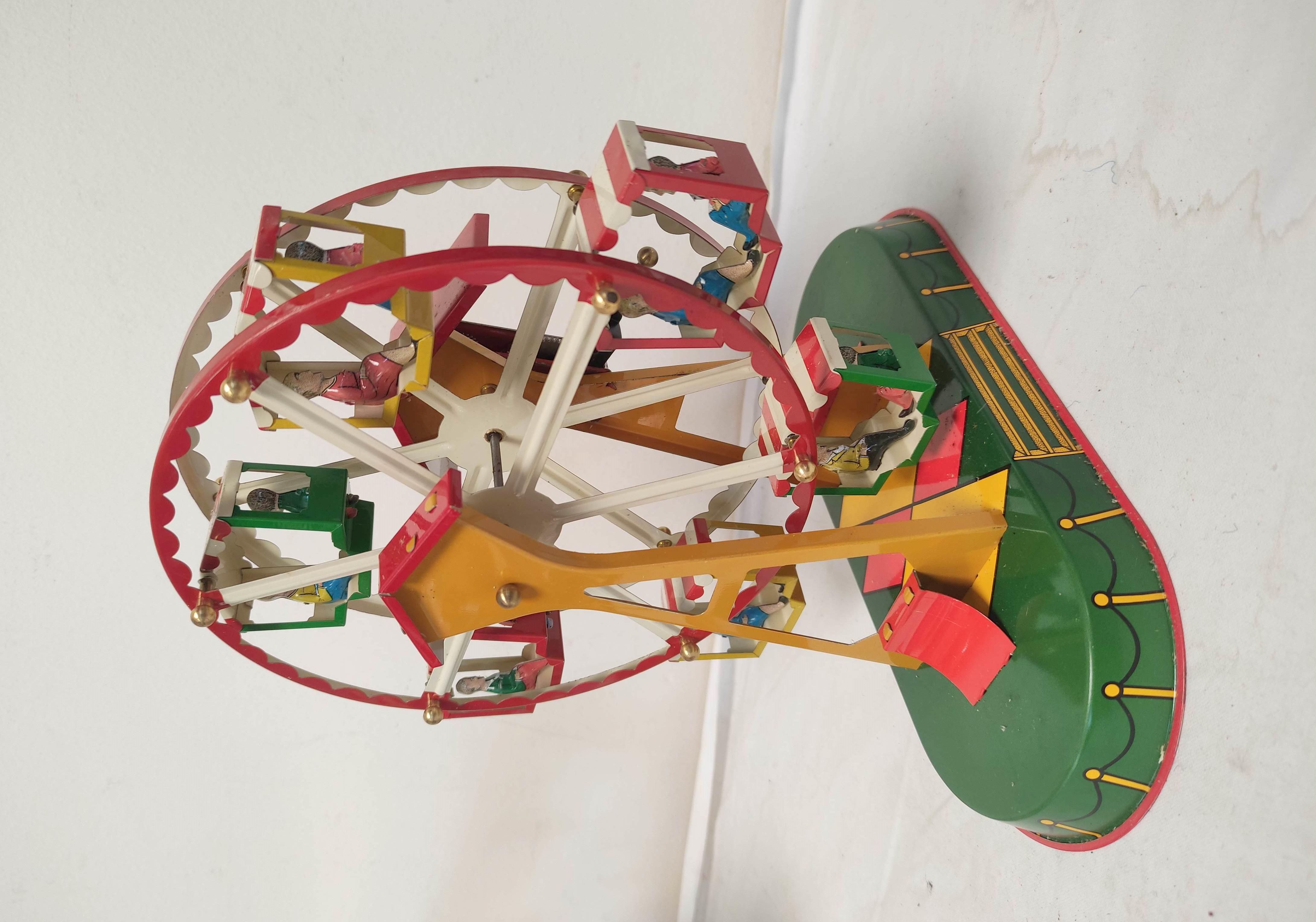 Three German vintage mechanical clockwork circus themed tin toys by Josef Wagner to include a ferris - Image 5 of 10