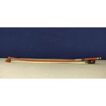 Antique cello bow measuring 71cm in length, stamped Grant Fay.