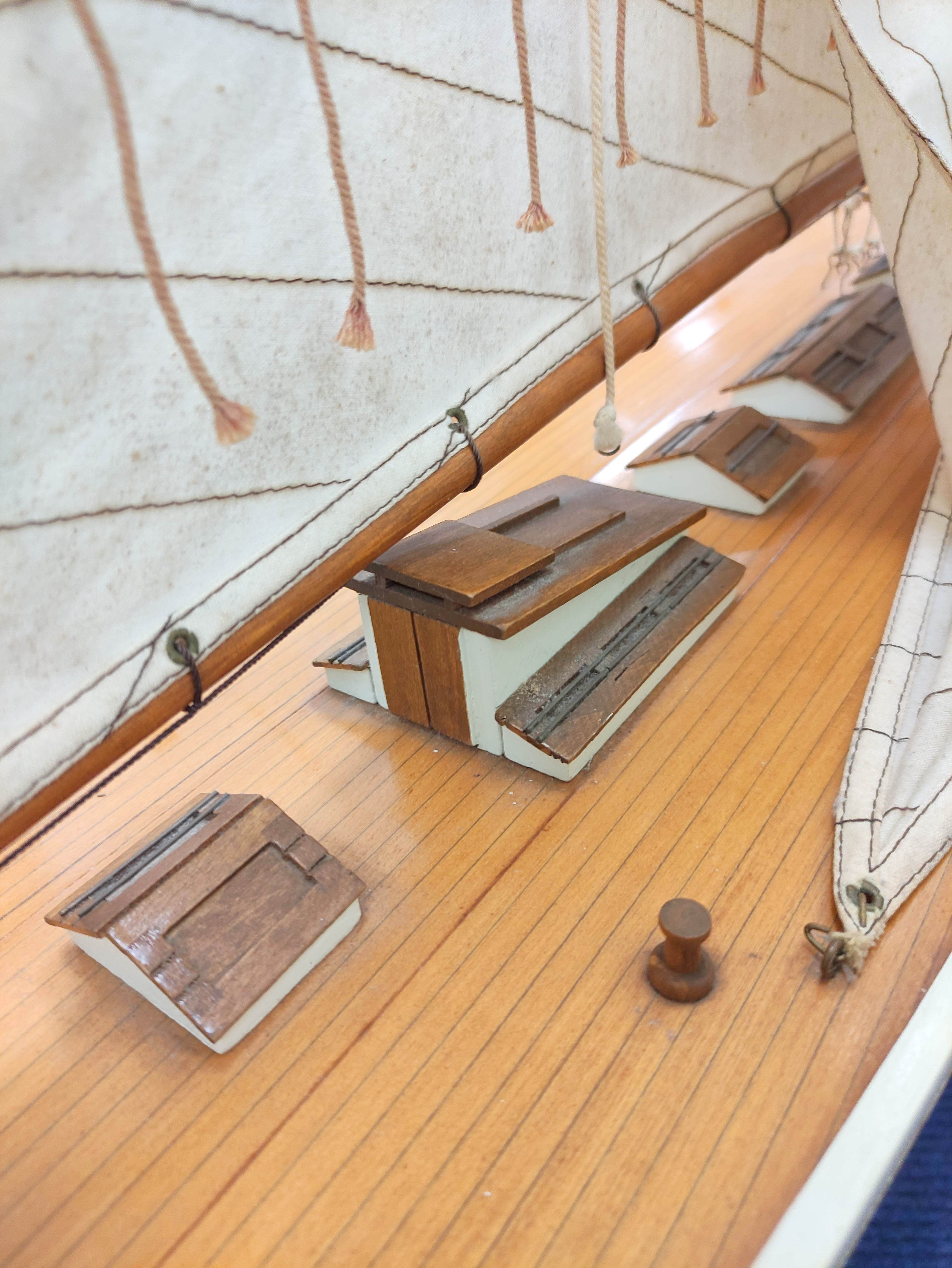 Large model sailing ship by Nauticalia of London with wooden hull and canvas sails. - Image 6 of 6
