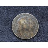 United Kingdom: William & Mary silver halfcrown 1689 first reverse with unfrosted caul. Fine