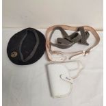 Lot comprising of a WW2 Royal Navy beret a 1960s East German white Makarov pistol holster and