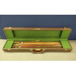 Vintage violin bow case by M.A Gordge with six antique bows to iunclude two by P&H London. Fitted