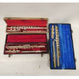 Three cased flutes to include Claremont 13049, Lafleuk Deluxe, etc.