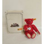 Vintage boxed limited edition 212/1000 red miniature Steiff teddy bear modeled after an earlier