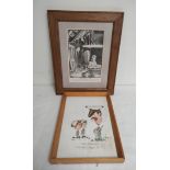 Lot comprising of a humorous military print of a bathing soldier by Bruce Bairnsfather & a mid