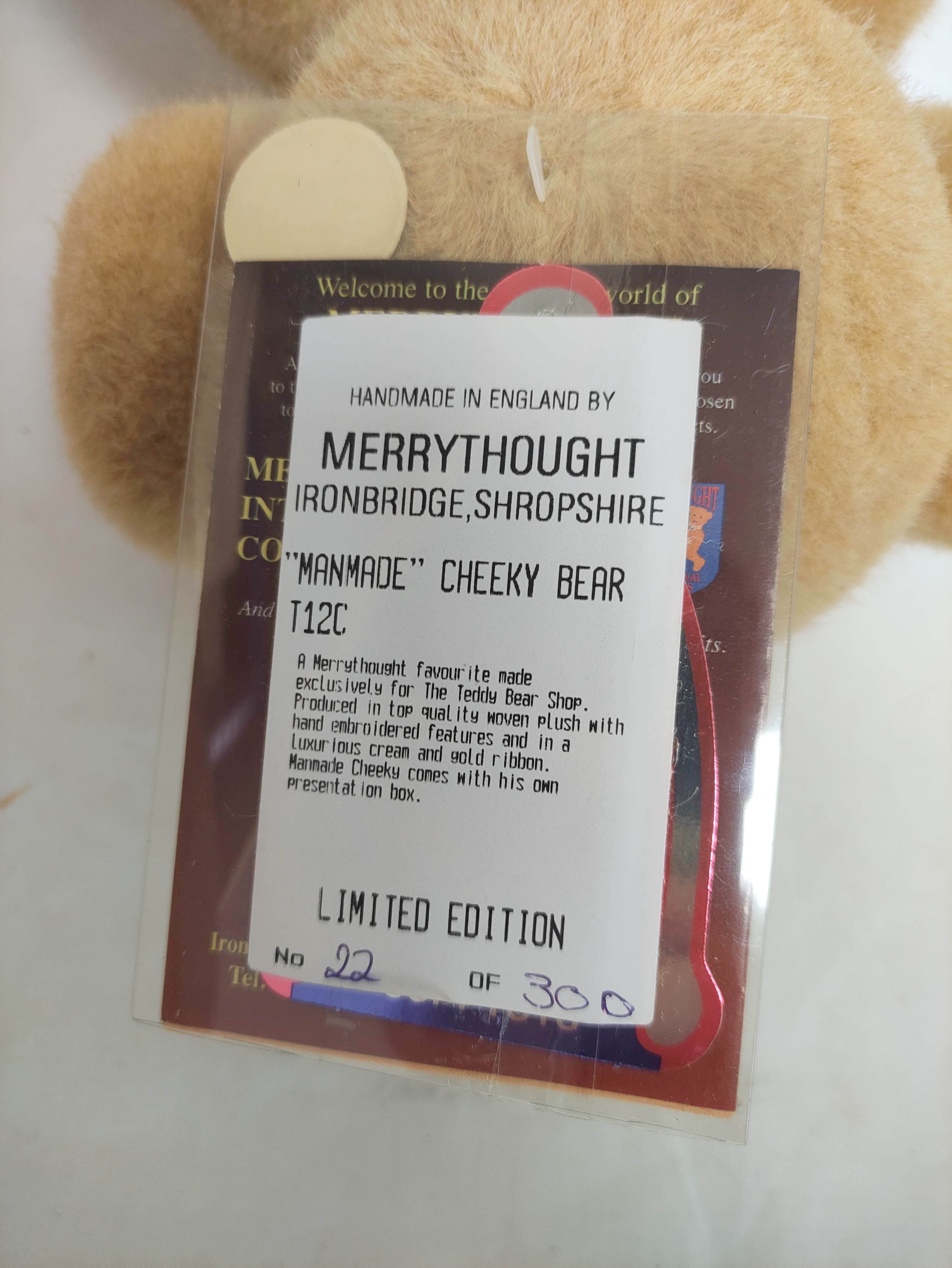 Vintage 1998 boxed limited edition 022/300 Merrythought Cheeky Bear T12C - Image 5 of 5