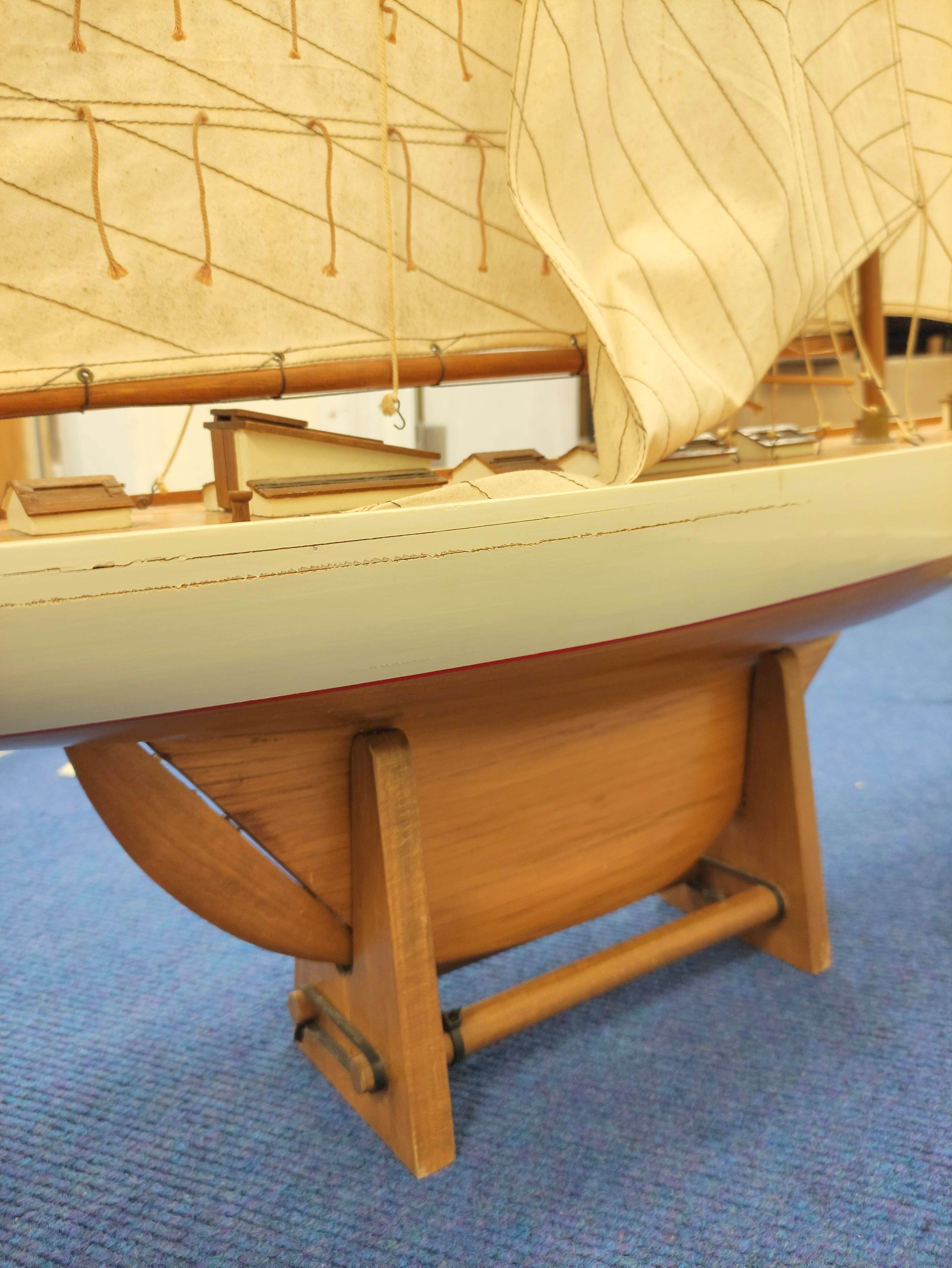 Large model sailing ship by Nauticalia of London with wooden hull and canvas sails. - Image 5 of 6