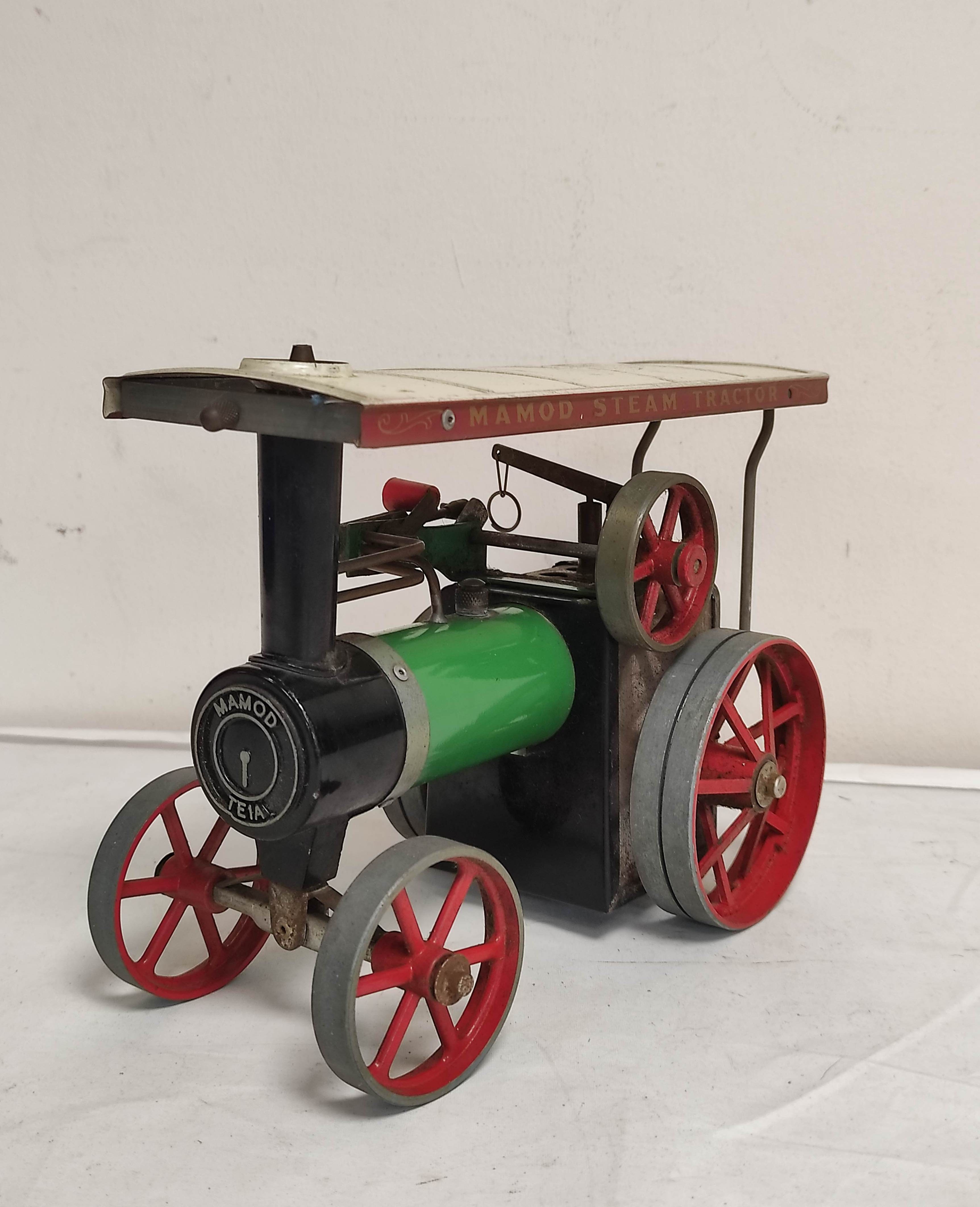 Vintage Mamod TE1A steam traction engine with tin plate canopy