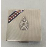 WW2 era Kings Own Scottish Borderers regimental / sweetheart silver compact by Goldsmiths &