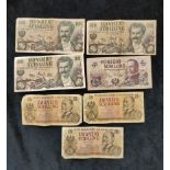 Collection of Austrian banknotes to include three 1960 100 Schilling notes, a 50 Schilling note from