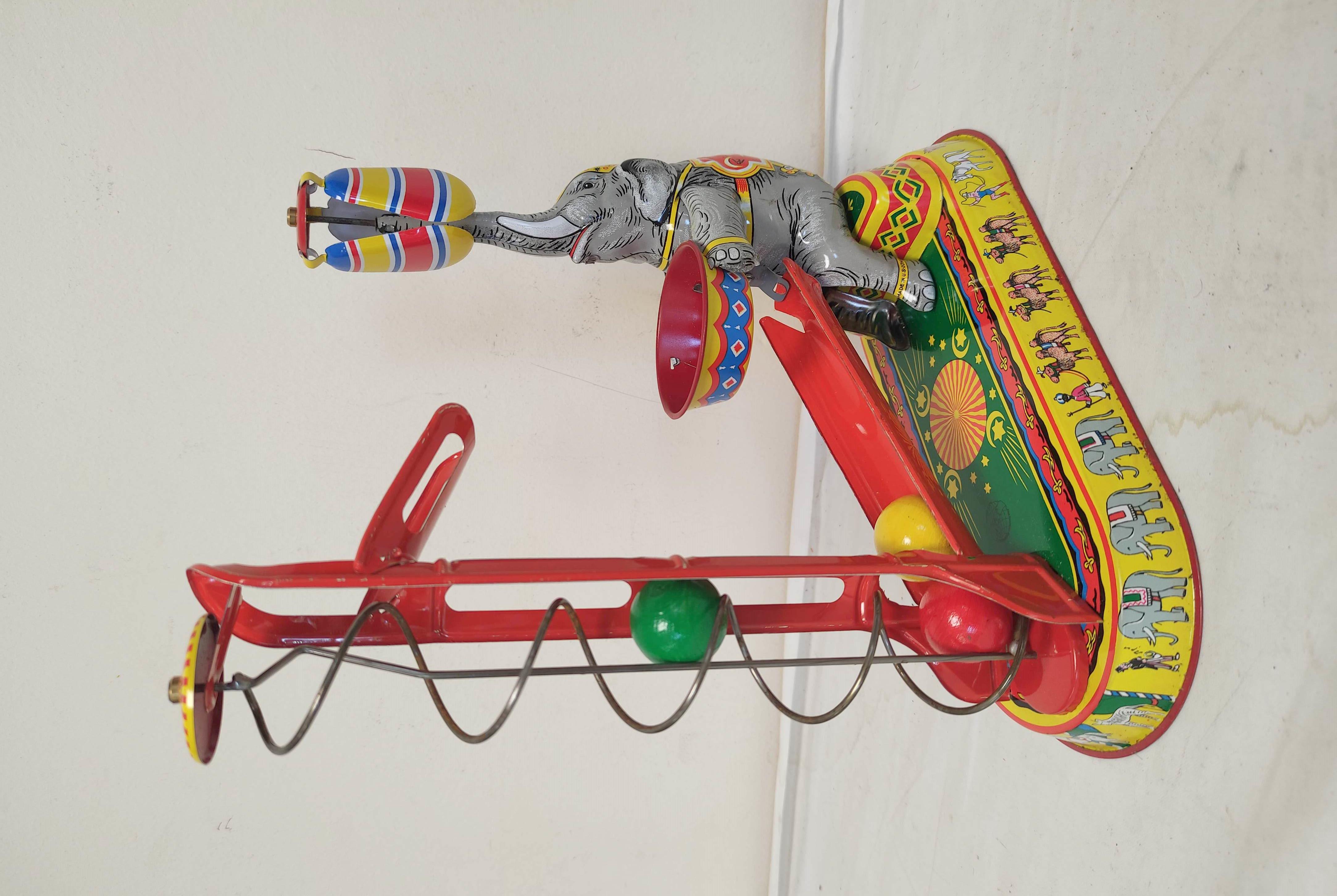 Three German vintage mechanical clockwork circus themed tin toys by Josef Wagner to include a ferris - Image 6 of 10