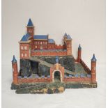 Vintage 1930s painted wooden castle W56cm D40cm H48cm