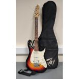 Peavey Raptor Plus EXP 3/4 size electric guitar, in sunburst finish. With carry case.