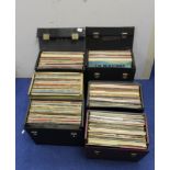 Large record collection of six vinyl cases to include mainly 1970s and 1980s albums.