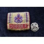 WW1 Turkish campaign trench art pouch embroidered with the Border Regiment crest with the reverse