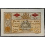 United Kingdom. Scotland. Bank of Scotland £20 note dated 8th July 1952. Elphinstone/Crawford. Issue