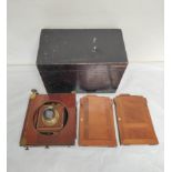 Antique early 20th century folding plate camera in ebonised box by Emil Busch Rathenow to include