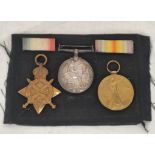 WW1 1914-15 star medal trio awarded to Pte J Roberts 2247 South Lancashire regt.