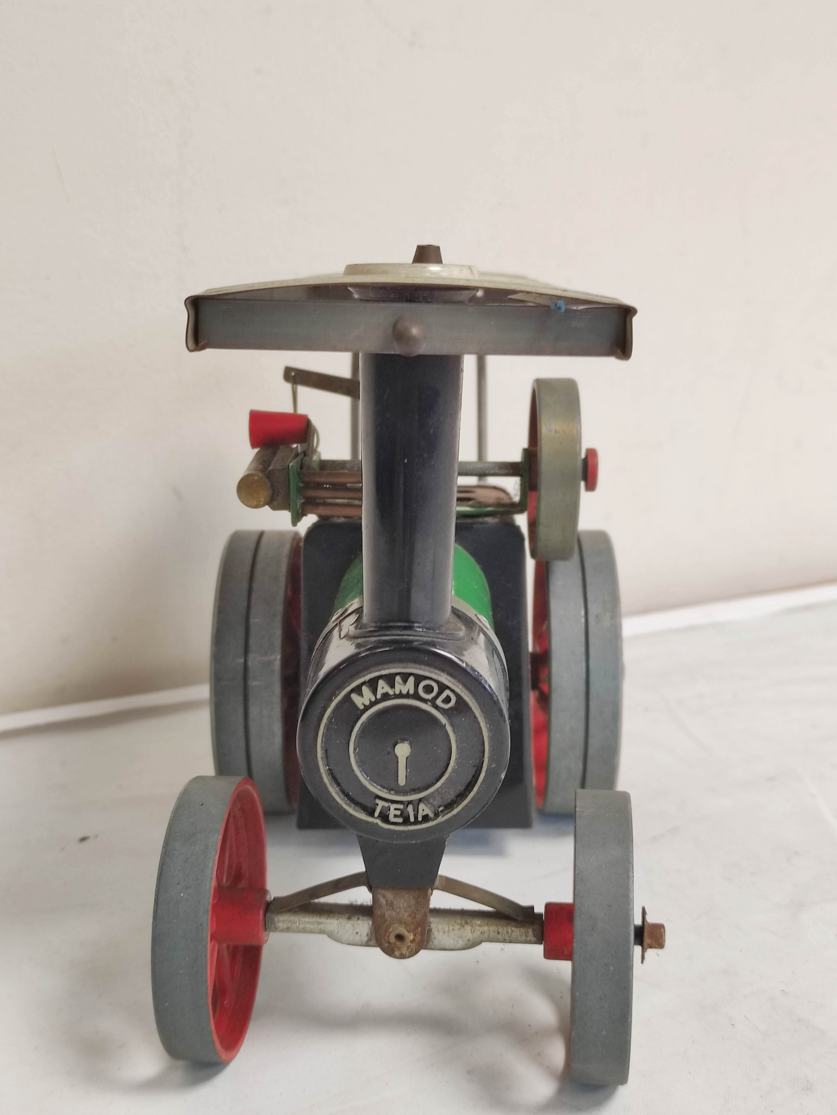 Vintage Mamod TE1A steam traction engine with tin plate canopy - Image 2 of 7