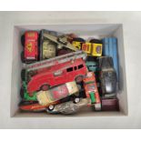 Collection of vintage die-cast toys to include a Dinky Supertoys Fire Engine 955, a Corgi Studebaker