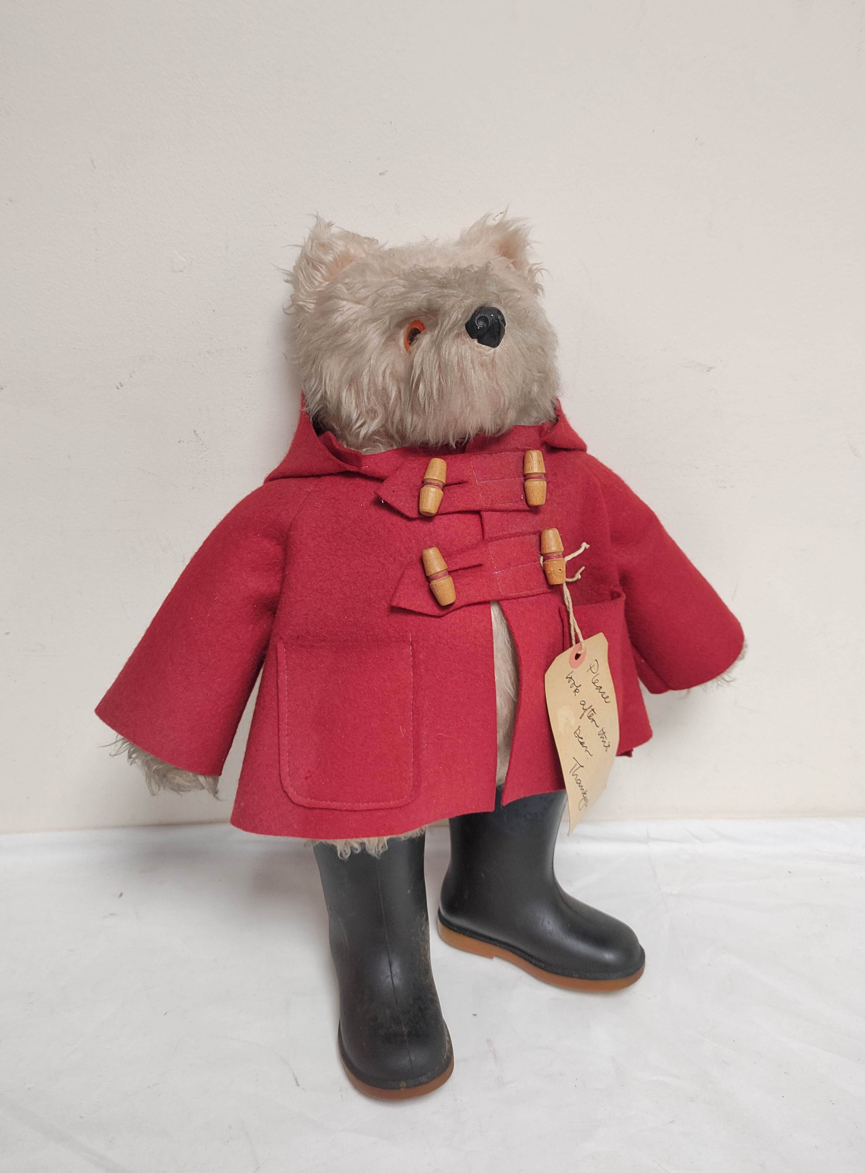 Vintage 1970s Paddington Bear teddy by Gabrielle Designs of Doncaster with wellingtons and toggle