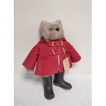 Vintage 1970s Paddington Bear teddy by Gabrielle Designs of Doncaster with wellingtons and toggle