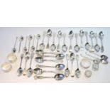 Set of six Queen's pattern silver teaspoons, Glasgow 1871, various others, napkin rings and other