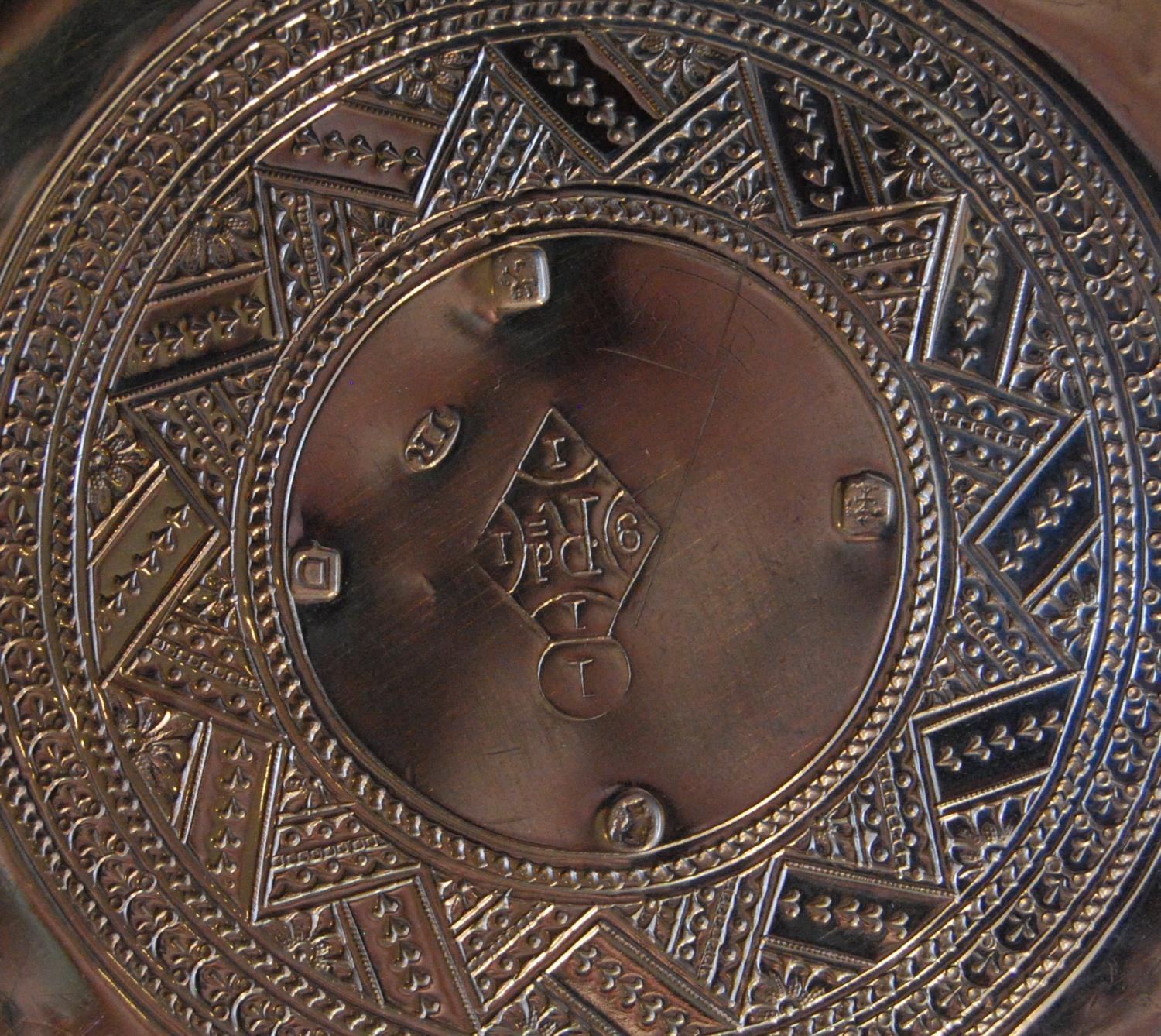 Four-piece silver tea set of ovoid shape embossed with the signs of the zodiac and bands of scrolls, - Image 8 of 9