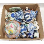 Collection of various Chinese and Japanese porcelain vase and jar covers, including 19th century
