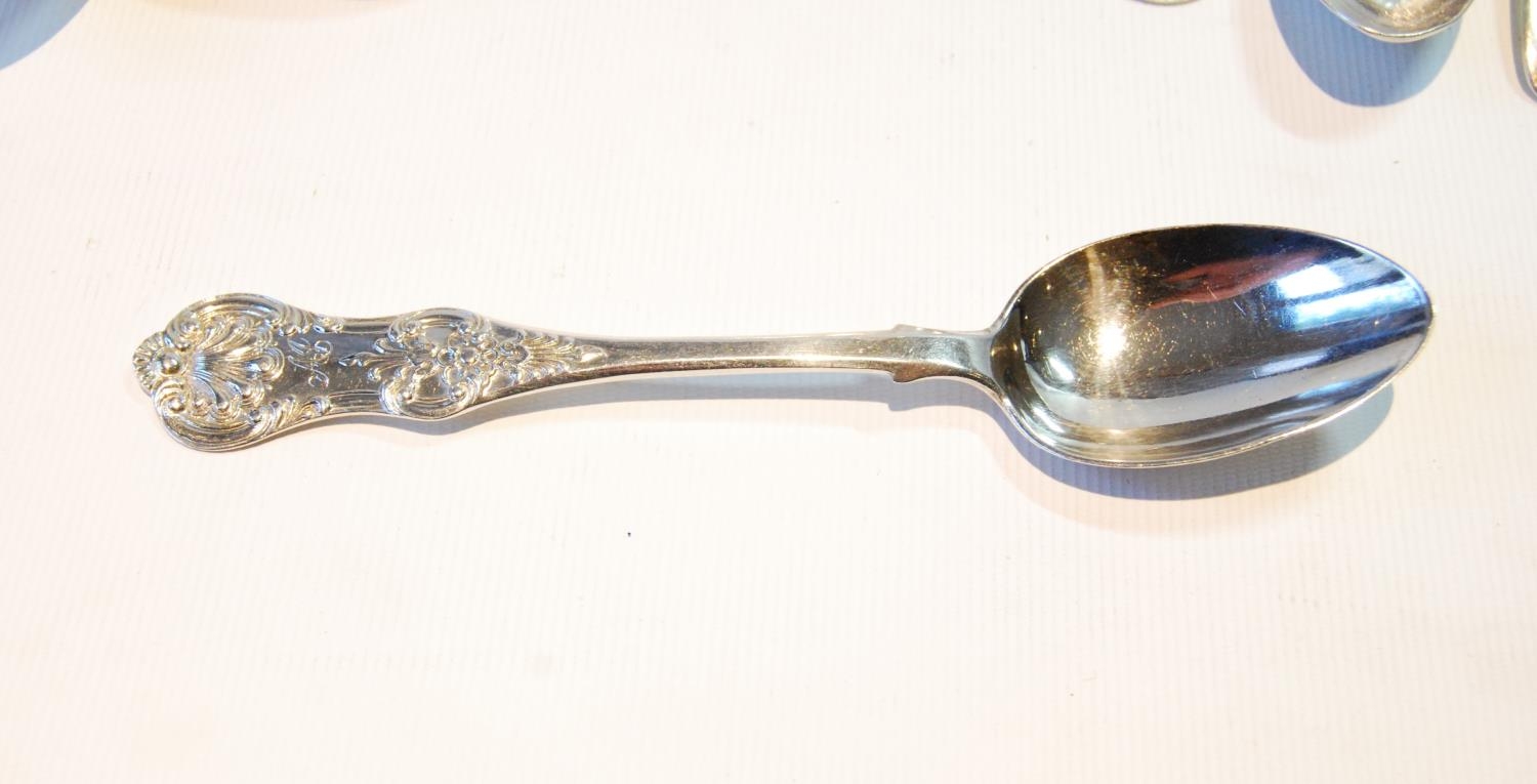 Set of six Queen's pattern silver teaspoons, Glasgow 1871, various others, napkin rings and other - Image 2 of 14