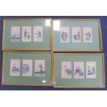 Set of twelve 19th century Chinese watercolours on pith paper depicting figures in the tea