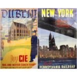 Vintage travel poster, 'Dublin by CIE, Rail and Motor Coach Tours', chromolithograph (damaged and