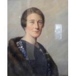 Henry Wykes (Australian/British, 1874-1964) Portrait of a lady wearing a diamond brooch