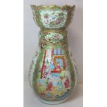 19th century Chinese Canton famille rose vase of baluster form with lotus flower bulbous rim, with