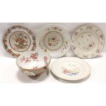 Three 18th/early 19th century Chinese famille rose porcelain plates with floral decoration, each