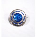 Edwardian enamelled silver target brooch