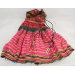 Indian Banjara or Ghagra-style skirt of flared form with mirror panels, embroidered borders and