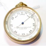 Gilt metal aneroid barometer and altimeter by Richardson, Adie & Co., Edinburgh, c. 1900, 48mm.