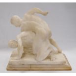 Late 19th century marble sculpture on stand, 'The Wrestlers'