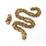 Gold necklet, '375', and four curb links, 16g.