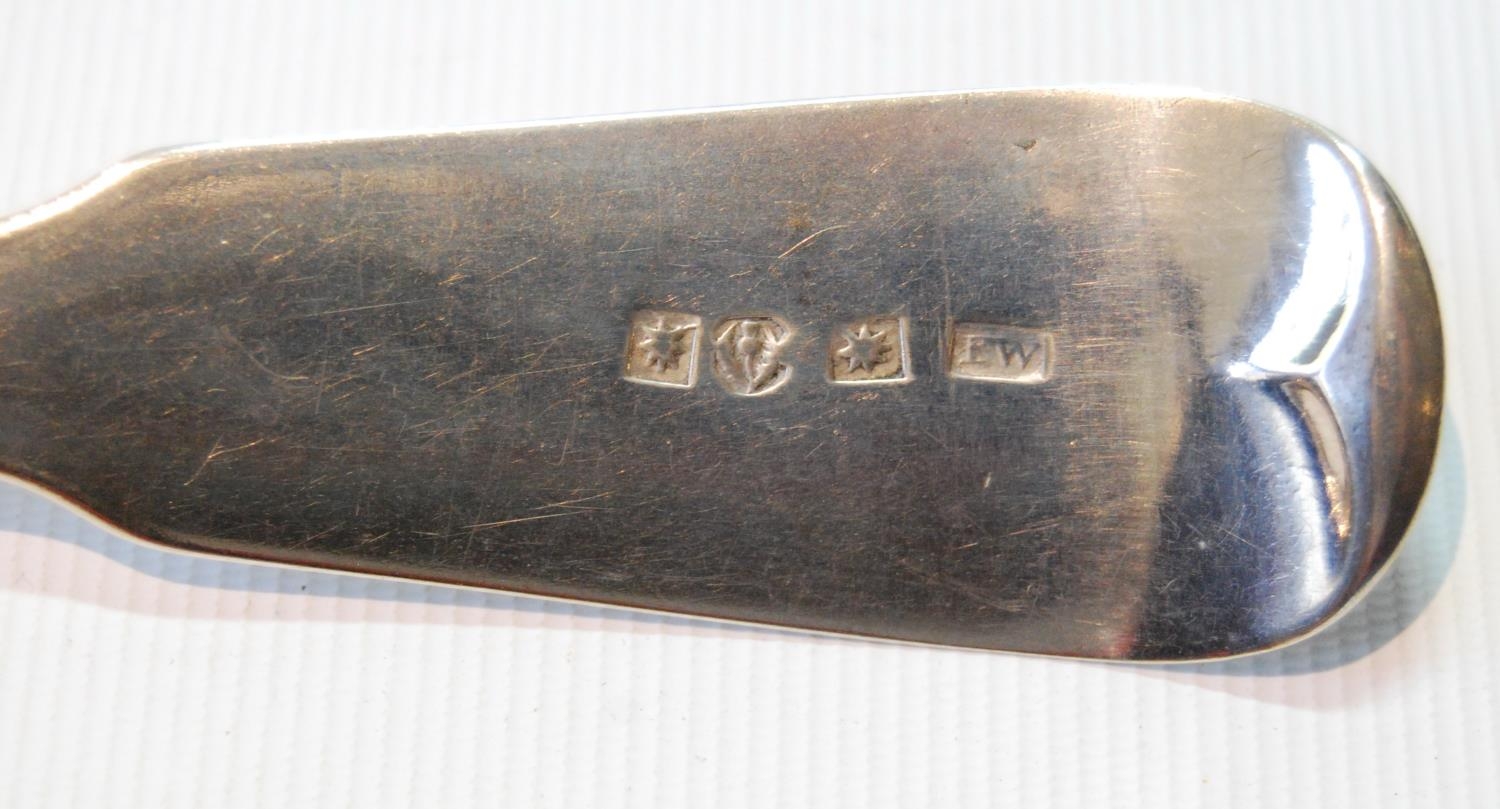 Provincial, unknown: set of six silver tablespoons, fiddle pattern, possibly Ewen Wilson, c. 1820, - Image 7 of 8