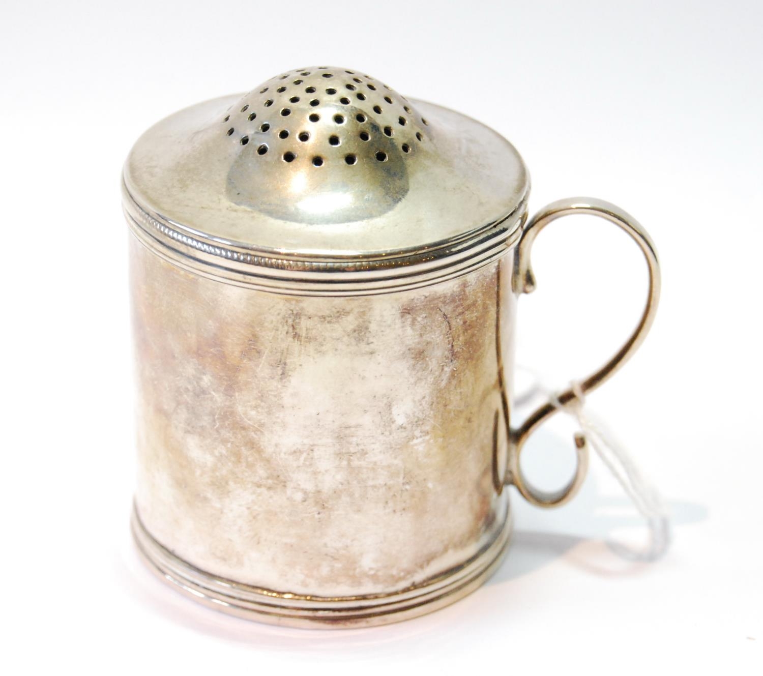 Silver cylindrical 'kitchen pepper', initialled, with slightly domed cap, probably by Peter - Image 2 of 5