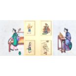 Two 19th century Chinese watercolours on pith paper depicting female musicians, each 23cm x 15.