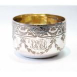 Silver porringer with engraved swags, 1886.