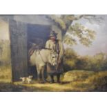 British School Figure with a dog and donkey