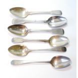 Pair of silver tablespoons by W Bateman, 1824, and two other pairs by P & A Bateman, 1792 and