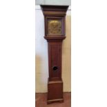 Late 18th century oak-cased thirty hour longcase clock, the 11in brass dial with Roman numerals