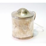 Silver cylindrical 'kitchen pepper', initialled, with slightly domed cap, probably by Peter