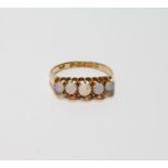 Victorian opal five-stone ring, in 15ct gold, Chester 1900, size S.